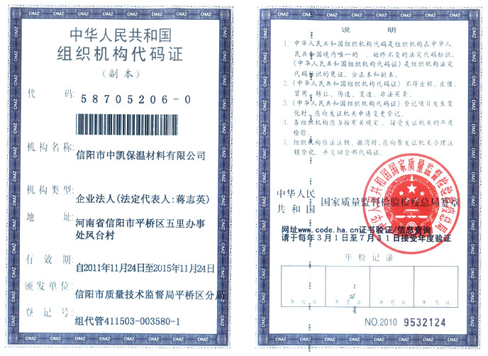 Organization Code Certificate